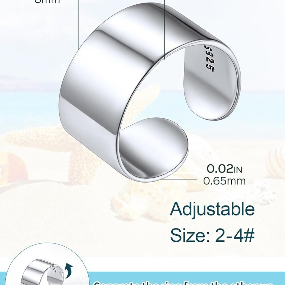 Sterling Silver Toe Ring Minimalist Adjustable Hy… - image 6